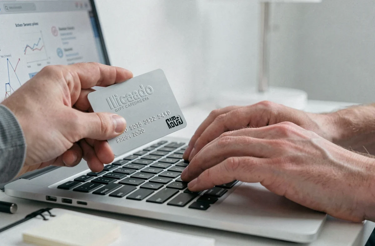 Gros plan sur des mains tenant une carte Illicado pour saisir un code sur Amazon