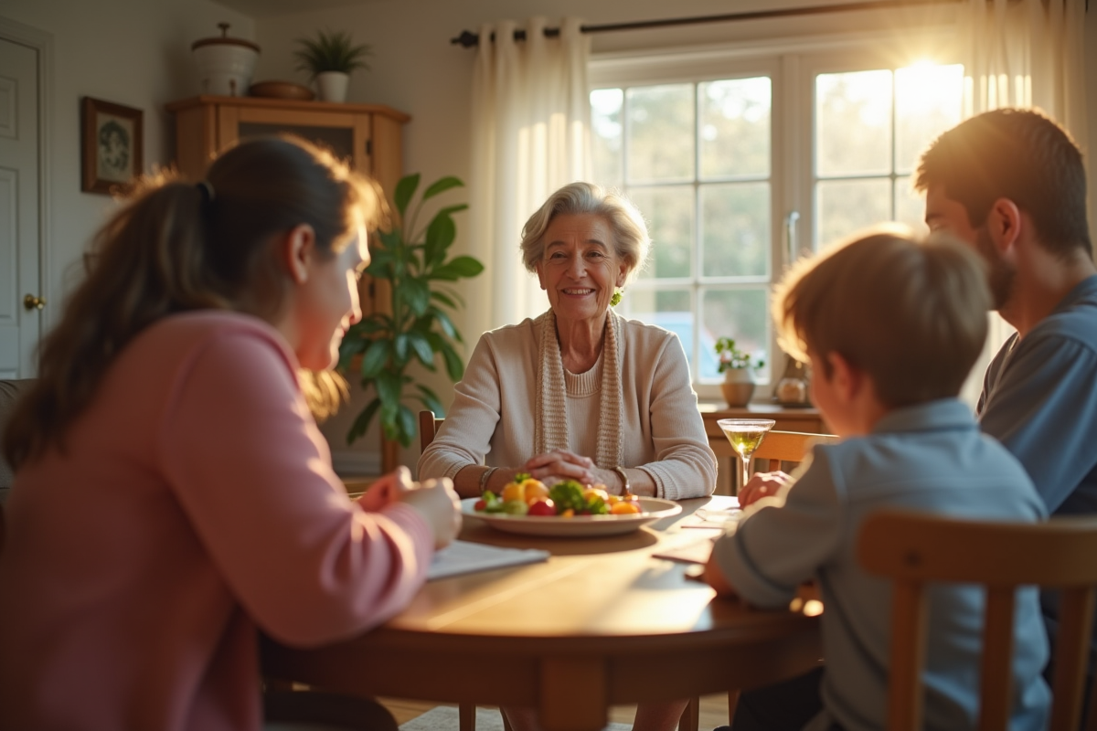 Famille réunie autour d