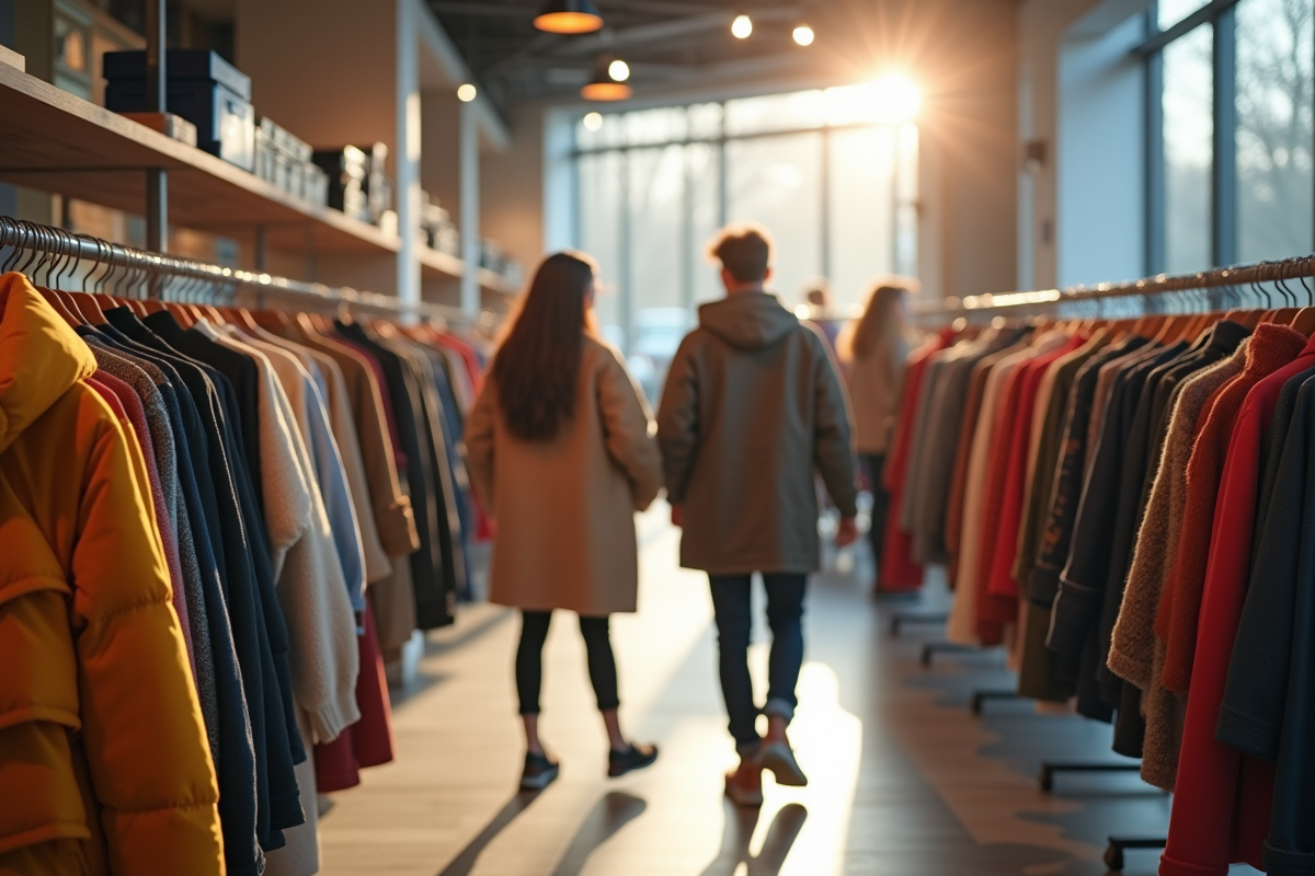 Groupe de personnes faisant du shopping mode dans un magasin lumineux