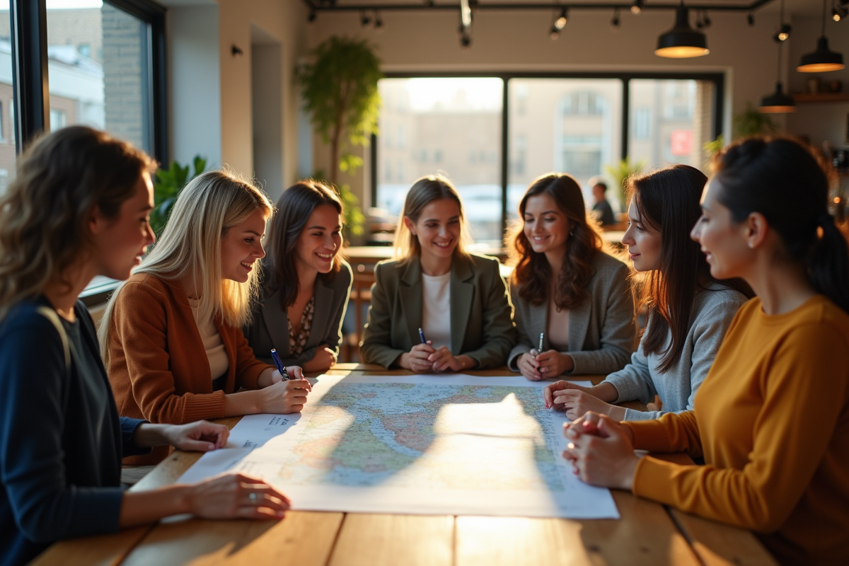 Groupe de femmes autour d