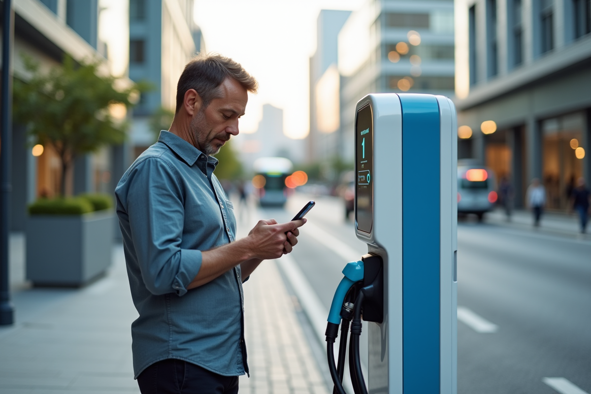 Homme avec smartphone près d