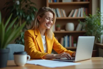 Femme remplissant un dossier d'inscription en ligne pour la roue de la fortune sur M6