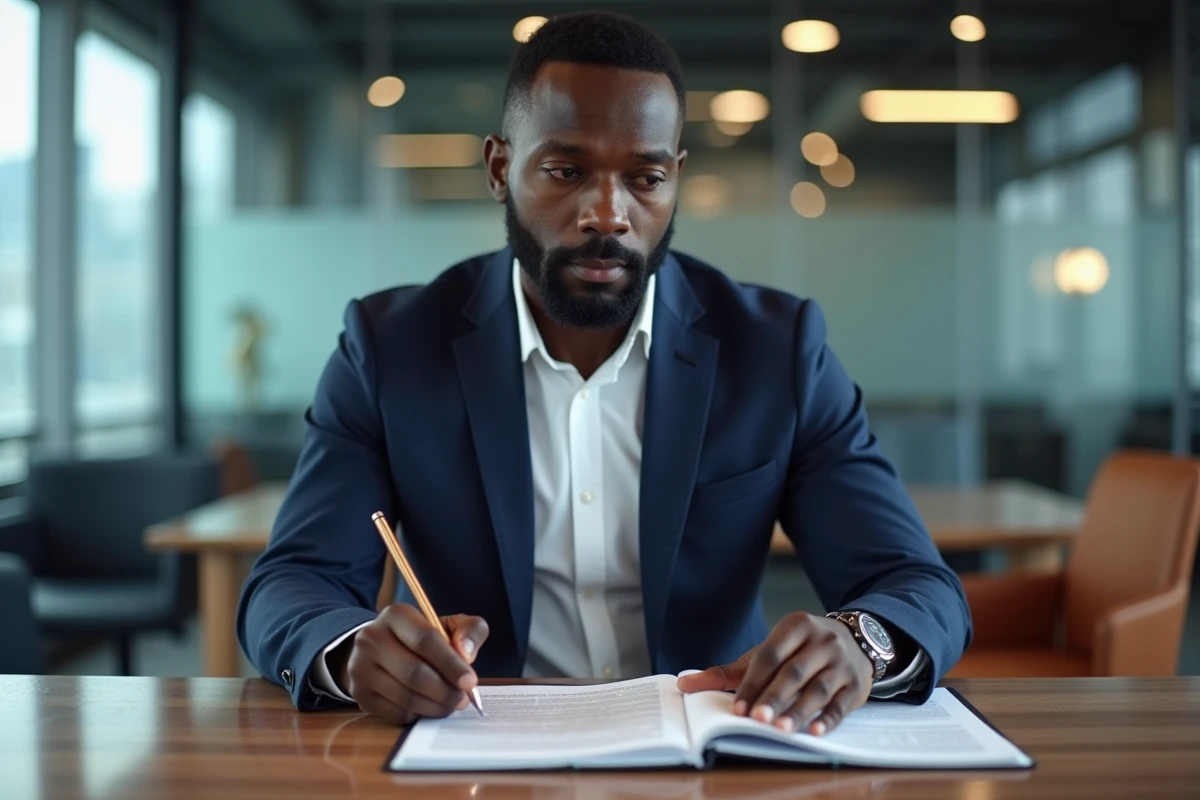 Homme en costume dans un bureau de journalisme