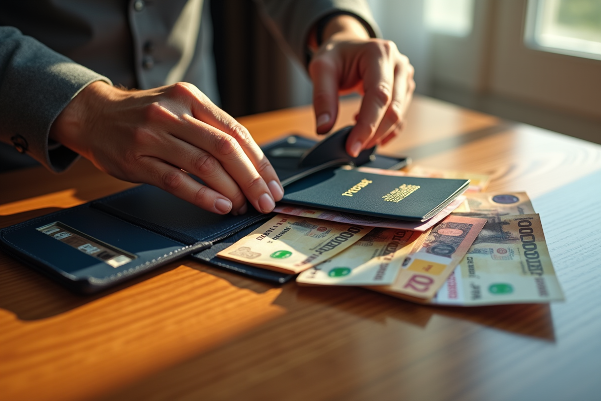 Organisation de devises et passeport dans une ceinture de voyage