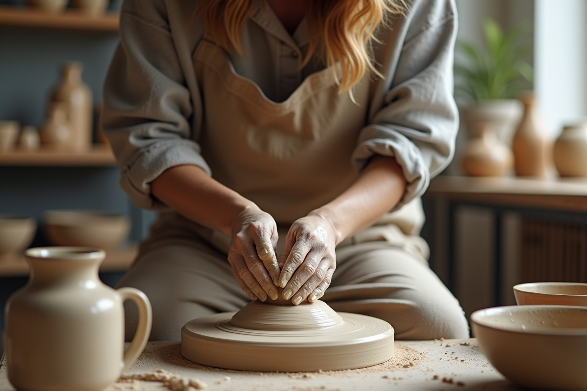 Artisan potier modelant de l
