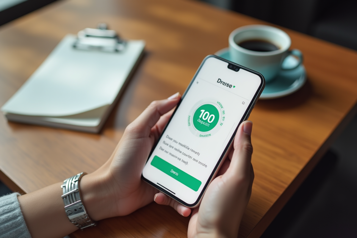 Téléphone affichant une notification de dépôt en banque mobile